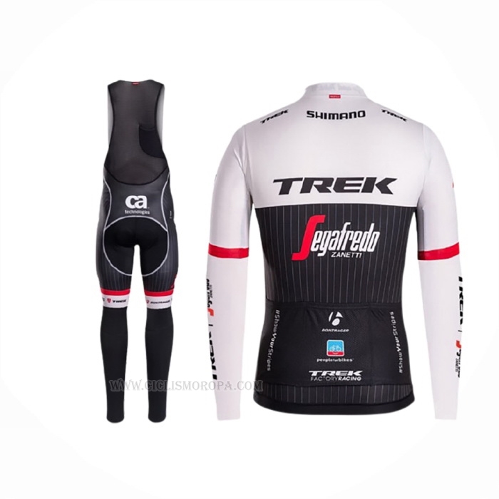 2016 Ropa Ciclismo Trek Segafredo Negro Blanco Mangas Largas y Culotte Lunga
